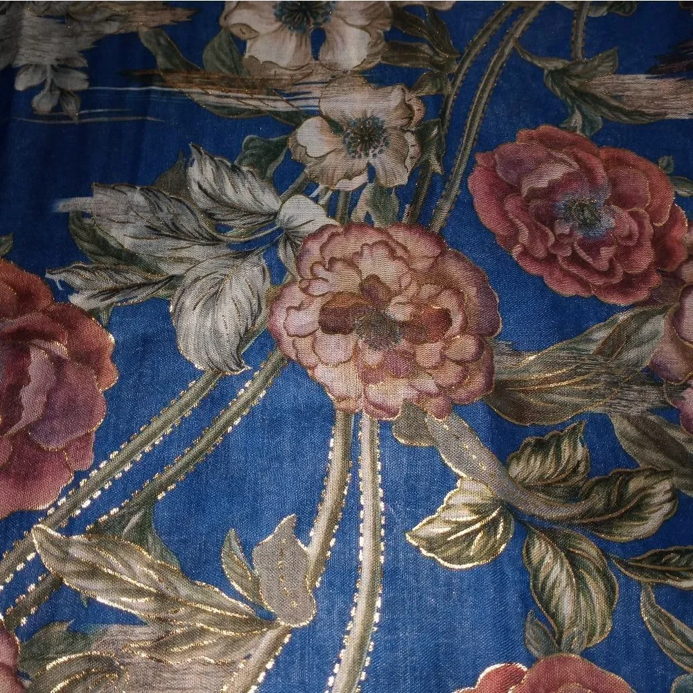 LULLA COLLECTION by BINDYA Blue FloralPrint Women's Scarf 100%Viscose NWT 70